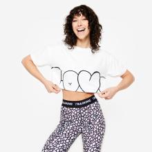 T-Shirt Damen Crop Top Loose - weiß