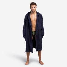 Bademantel Baumwolle Herren Kapuze dick - pfauenblau