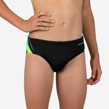 Badehose Slip Jungen - 900 Yoke schwarz/grün