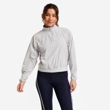 Sweatshirt Damen halber Reißverschluss Webstoff - grau