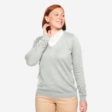 Damen Golf Pullover V-Ausschnitt Baumwolle - MW100 grau