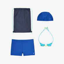 Schwimm-Set Jungen Badeanzug Schwimmbrille Badekappe Beutel - 100 blau