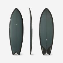 Surfboard mit Futures Box ohne Finnen Fish 5'8 dunkelgrün