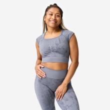 T-Shirt Damen Crop Top seamless - grau Print