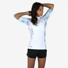UV-Shirt kurzarm Kinder 500 Palm weiß