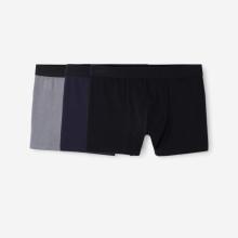 Boxershorts Herren Baumwolle 3er-Pack - schwarz/grau