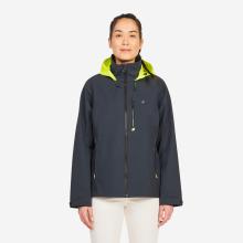 Regenjacke Segeln Damen wasserdicht winddicht 500 dunkelgrau/gelb