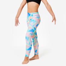 Gymnastikhose Mädchen hohe Taille - mehrfarbig Print