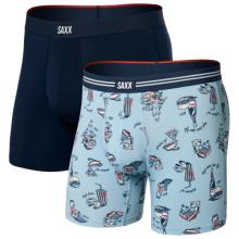 Saxx - Vibe Xtra Boxer Brief Fly 2-Pack - Kunstfaserunterwäsche Gr S blau