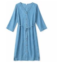 Mazine - Women's V-Neck Tencel Midi Dress - Rock Gr XS blau