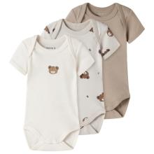 Name it - Kid's NBNBody S/S Pumice Bear 3-Pack - Alltagsunterwäsche Gr 50 weiß