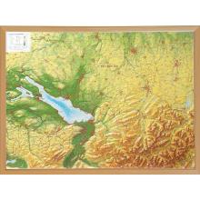 Georelief 3D Reliefkarte Allgäu Bodensee mit Holzrahmen