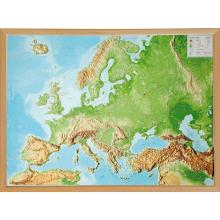 Georelief 3D Reliefkarte Europa mit Holzrahmen