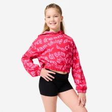 Tanz-Hoodie Modern Dance Mädchen Crop Top - rosa mit Print