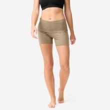 Yogashorts Damen hoher Bund – lehmbraun