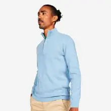 Herren Golfpullover mit Stehkragen und Reißverschluss - MW500 hellblau