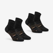 Wandersocken Damen/Herren halbhoch Wolle 2er-Pack - Hike 900 schwarz