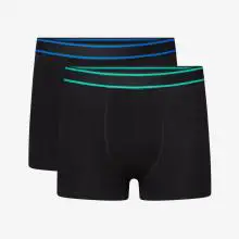 Boxershorts Kinder Baumwolle 2er-Pack - schwarz