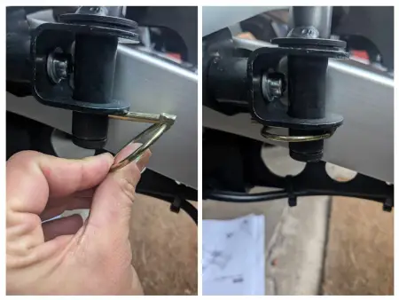 Man sieht die Befestigung mit den Splints
