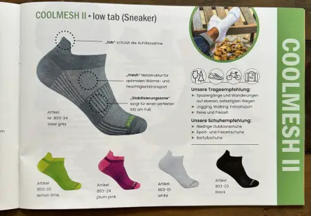 Eigenschaften der Socken lt. Hersteller